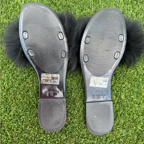 DIVA Lounge Black Fluffy Slippers - Picture 3 of 5
